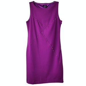 Premise Women's NWT 6 Encore Purple Shift Dress Sleeveless Lined Metal Accents